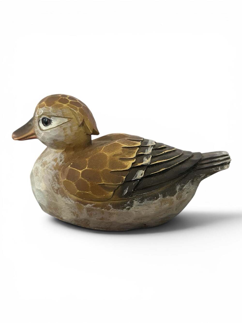 JDY Inc. Hand-Painted Wooden Mandarin Duck Figurine